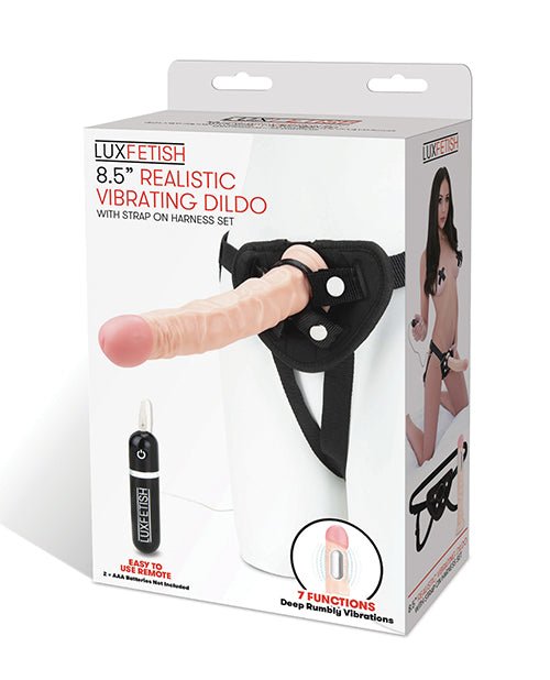 Lux Fetish 8.5" Realistic Vibrating Dildo W/strap On Harness Set | Shop Lowest Prices at Funlove.com