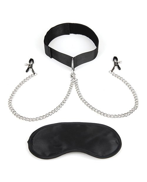 Lux Fetish Collar & Nipple Clamps W/adjustable Pressure Clamps | Shop Lowest Prices at Funlove.com