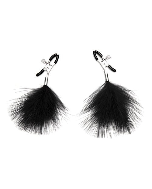Lux Fetish Feather Nipple Clips - Black | Shop Lowest Prices at Funlove.com