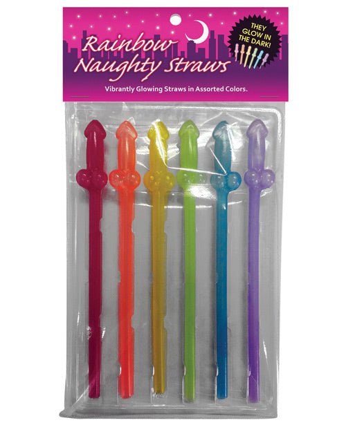 Naughty Glow In The Dark Rainbow Straws - Pack Of 6 | Shop Lowest Prices at Funlove.com