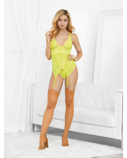 Neons Bustier W/nude Hose & G - string Neon Lime | Shop Lowest Prices at Funlove.com