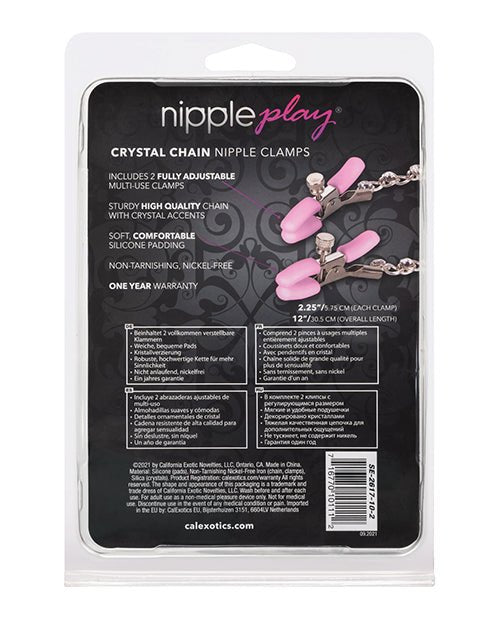Nipple Play Crystal Chain Nipple Clamps - Pink | Shop Lowest Prices at Funlove.com