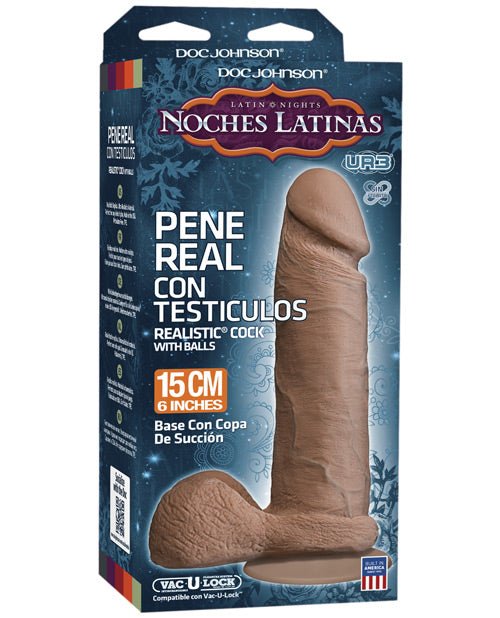 Noches Latinas Ultraskyn Pene Real Con Testiculos 6 " - Caramel | Shop Lowest Prices at Funlove.com