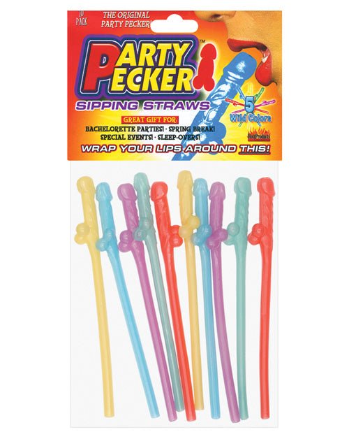 Party Pecker Straws - Asst. Colors Pack Of 10 | Shop Lowest Prices at Funlove.com
