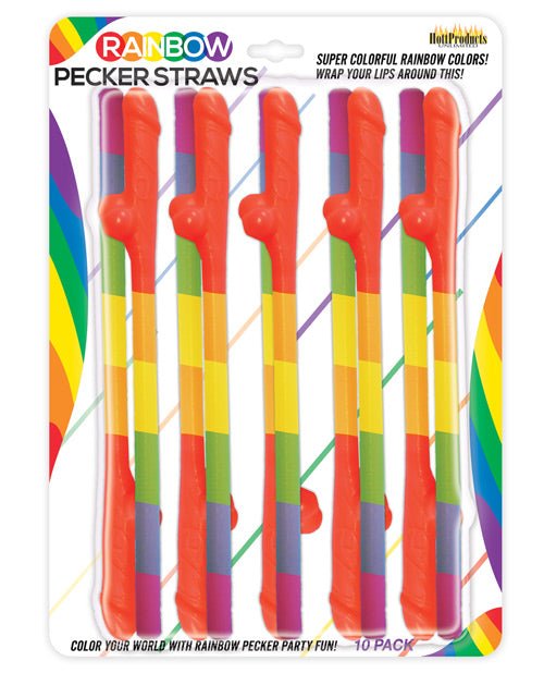 Rainbow Pecker Straws Pack Of 10 | Shop Lowest Prices at Funlove.com