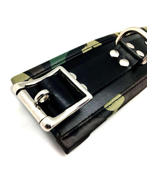 Sensual Sin Leather Padded Ankle Cuffs - Camo Piping | Shop Lowest Prices at Funlove.com