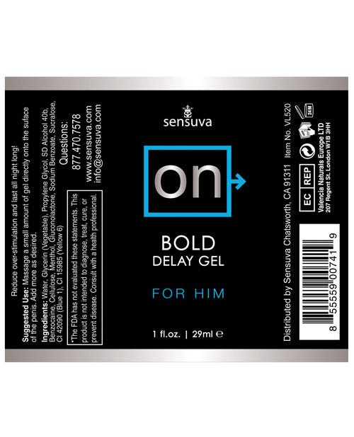 Sensuva On Bold Delay Gel For Him - 1 Oz | Shop Lowest Prices at Funlove.com