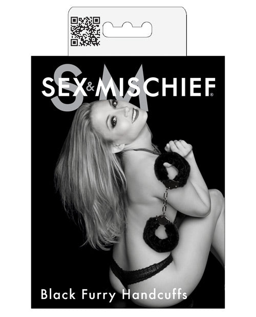 Sex & Mischief Furry Handcuffs - Black | Shop Lowest Prices at Funlove.com