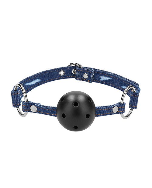 Shots Ouch Breathable Ball Gag W/denim Straps | Shop Lowest Prices at Funlove.com