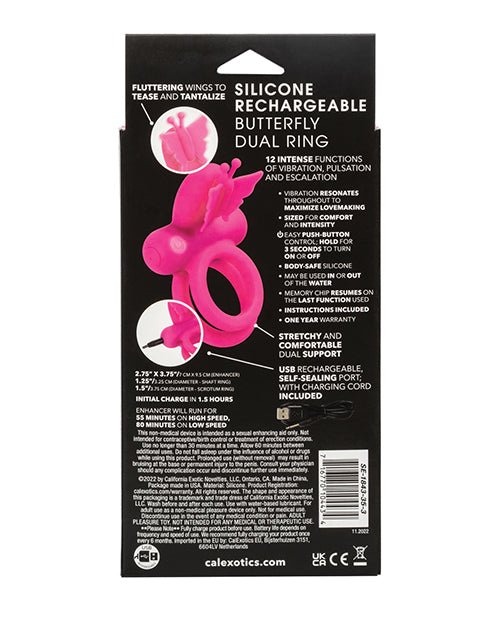 Silicone Rechargeable Butterfly Dual Ring | Shop Lowest Prices at Funlove.com