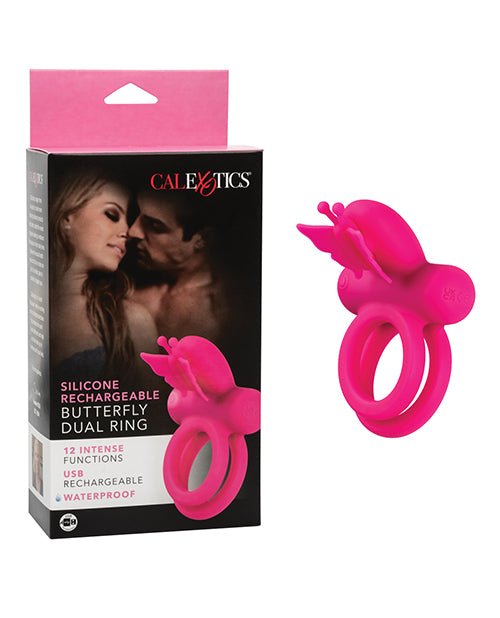 Silicone Rechargeable Butterfly Dual Ring | Shop Lowest Prices at Funlove.com