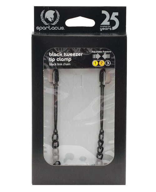 Spartacus Adjustable Black Tweezer Nipple Clamps W/chain | Shop Lowest Prices at Funlove.com
