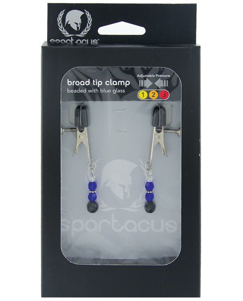 Spartacus Adjustable Broad Tip Blue Beaded Nipple Clamps | Shop Lowest Prices at Funlove.com