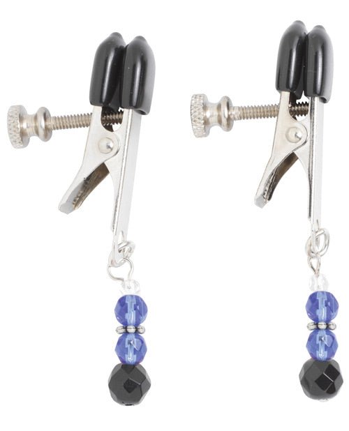Spartacus Adjustable Broad Tip Blue Beaded Nipple Clamps | Shop Lowest Prices at Funlove.com
