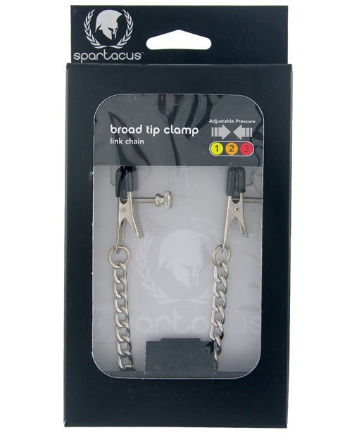Spartacus Adjustable Broad Tip Nipple Clamps W/link Chain | Shop Lowest Prices at Funlove.com