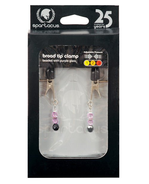 Spartacus Adjustable Broad Tip Nipple Clamps W/purple Beads | Shop Lowest Prices at Funlove.com
