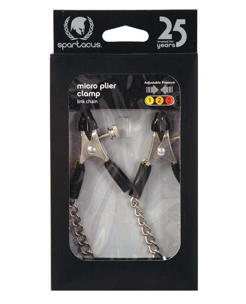Spartacus Adjustable Micro Plier Nipple Clamps W/link Chain | Shop Lowest Prices at Funlove.com