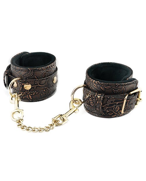 Spartacus Faux Fur Lining Wrist Restraints - Brown Floral Print | Shop Lowest Prices at Funlove.com