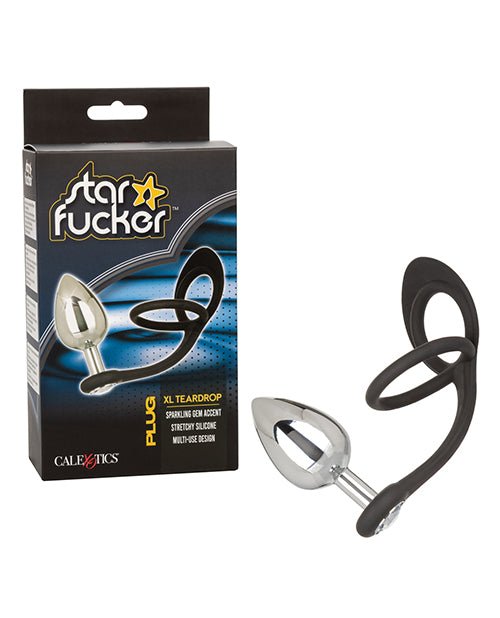 Star Fucker Xl Teardrop Gem Plug W/silicone Enhancer - Black | Shop Lowest Prices at Funlove.com