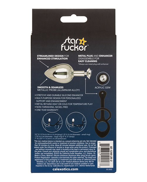 Star Fucker Xl Teardrop Gem Plug W/silicone Enhancer - Black | Shop Lowest Prices at Funlove.com