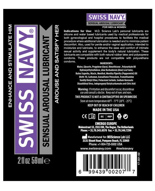 Swiss Navy Sensual Arousal Lubricant - 2 Oz | Shop Lowest Prices at Funlove.com