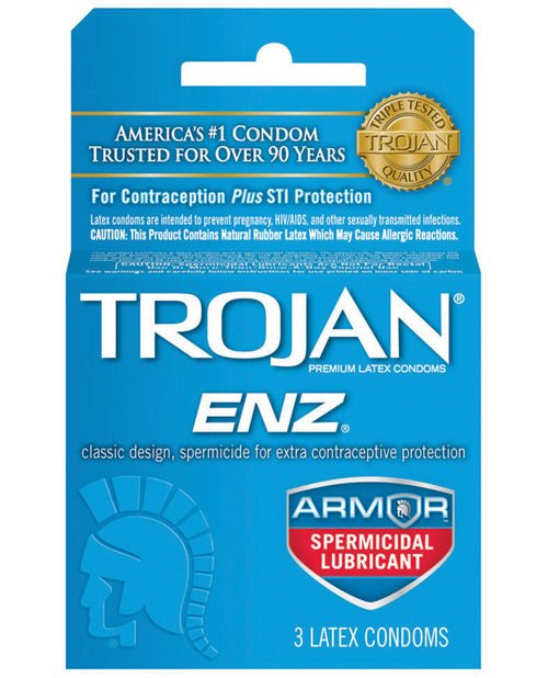 Trojan Enz Spermicidal Lubricated Condoms - Box Of 3 | Shop Lowest Prices at Funlove.com