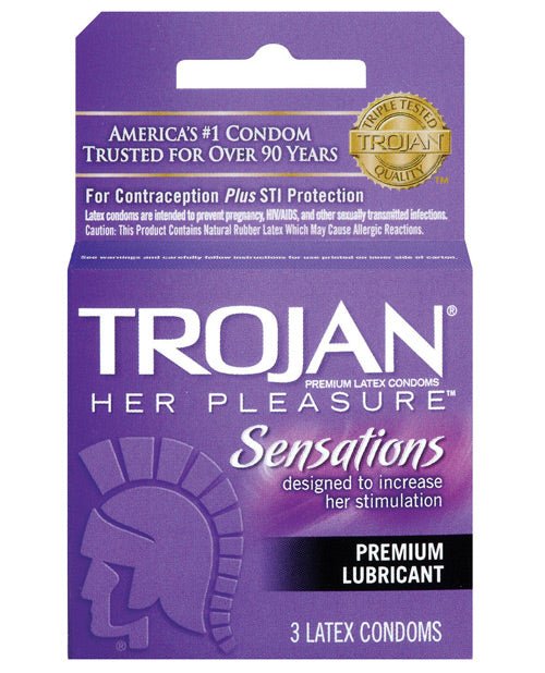 Trojan Her Pleasure Condoms - Box Of 3 | Shop Lowest Prices at Funlove.com