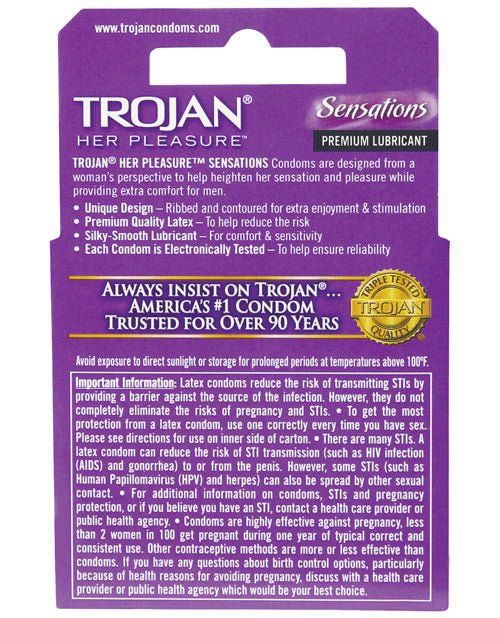 Trojan Her Pleasure Condoms - Box Of 3 | Shop Lowest Prices at Funlove.com