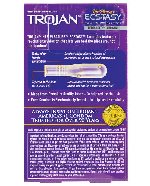 Trojan Her Pleasure Ecstasy Condoms - Box Of 10 | Shop Lowest Prices at Funlove.com