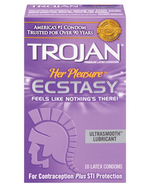Trojan Her Pleasure Ecstasy Condoms - Box Of 10 | Shop Lowest Prices at Funlove.com