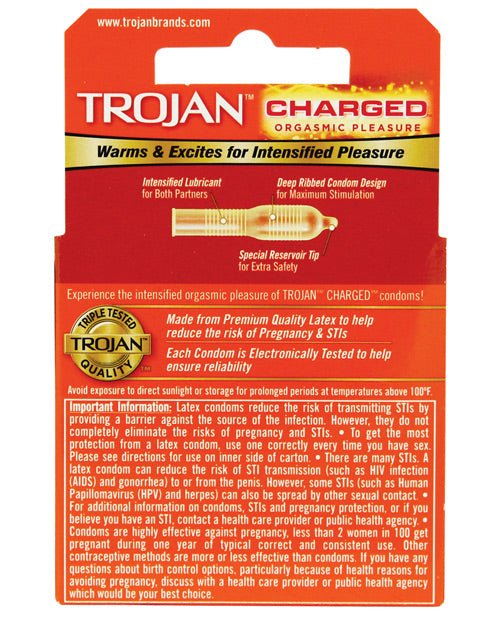 Trojan Intensified Charged Condoms - Box Of 3 | Shop Lowest Prices at Funlove.com