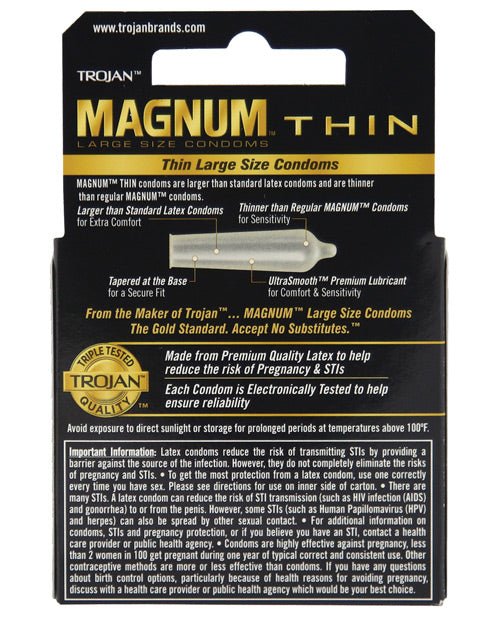 Trojan Magnum Thin Condoms - Box Of 3 | Shop Lowest Prices at Funlove.com
