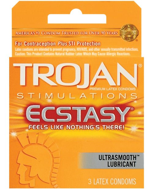 Trojan Ultra Ribbed Ecstasy Condoms - Box Of 3 | Shop Lowest Prices at Funlove.com