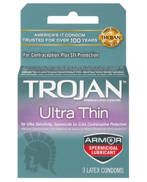 Trojan Ultra Thin Armor Spermicidal - Box Of 3 | Shop Lowest Prices at Funlove.com
