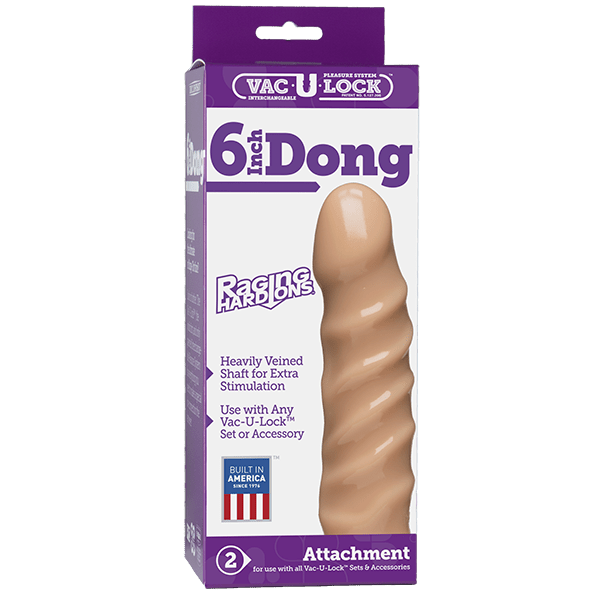 Vac - u - lock 6" Raging Hard On Realistic Dong - White | Shop Lowest Prices at Funlove.com