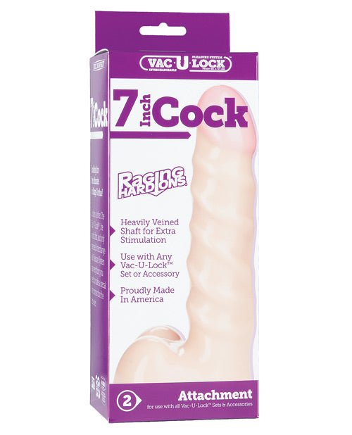 Vac - u - lock 7" Raging Hard On Realistic Cock - White | Shop Lowest Prices at Funlove.com