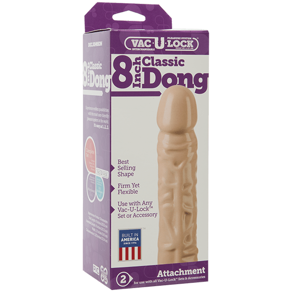 Vac - u - lock 8" Classic Dong - White | Shop Lowest Prices at Funlove.com
