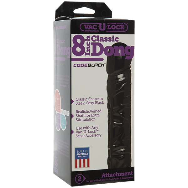 Vac - u - lock Code Black 8" Classic Dong | Shop Lowest Prices at Funlove.com