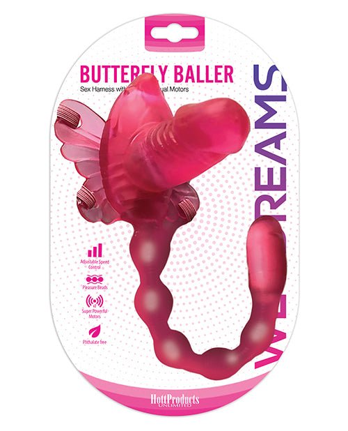 Wet Dreams Butterfly Baller Sex Harness W/dildo - Pink | Shop Lowest Prices at Funlove.com
