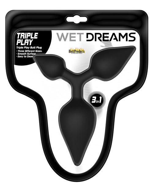 Wet Dreams Triple Play Anal Plug - Black | Shop Lowest Prices at Funlove.com