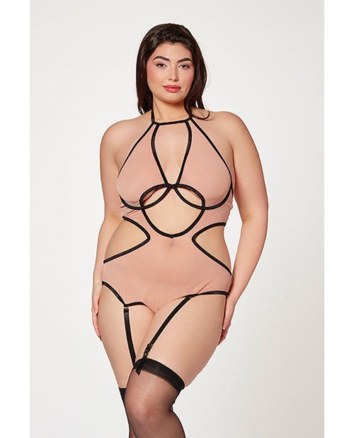 Mesh Cut Out Halter Teddy
