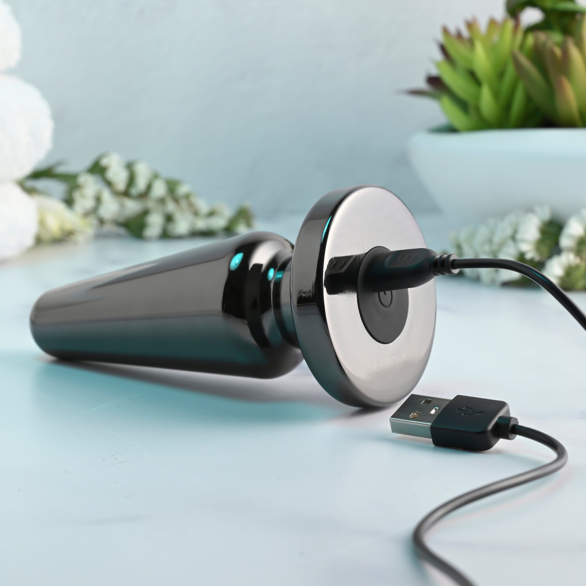 Evolved Advanced Vibrating Rechargeable Metal Plug - Black