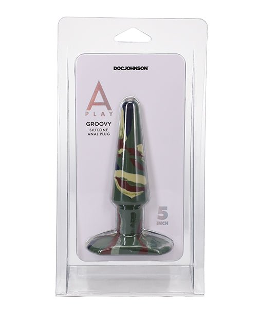 A Play 5" Groovy Silicone Anal Plug - Camouflage | Shop Lowest Prices at Funlove.com