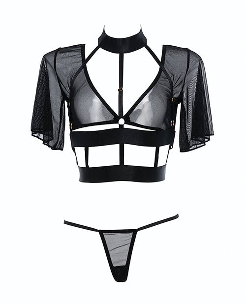 Adore Dreamer Sheer Mesh Strappy Top & Thong Black O/S | Shop Lowest Prices at Funlove.com