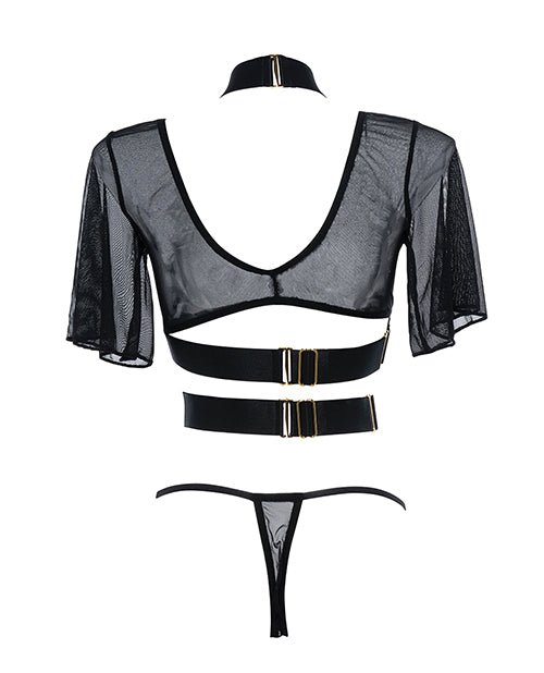 Adore Dreamer Sheer Mesh Strappy Top & Thong Black O/S | Shop Lowest Prices at Funlove.com