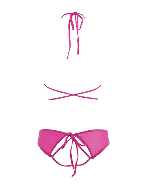 Allure Marley Mesh Peek A Boo Top & Open Panty Hot Pink L/XL | Shop Lowest Prices at Funlove.com