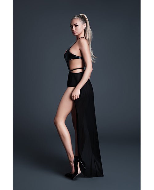 Allure Take Me Latex Look Vinyl and Mesh Teddy w/Attached Skirt - Black LG | Shop Lowest Prices at Funlove.com