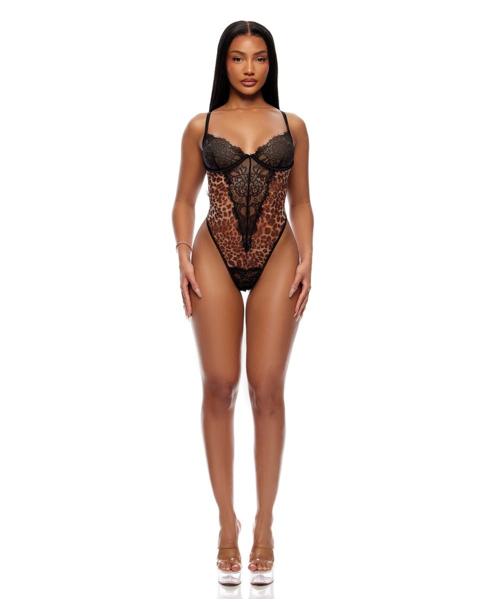 Animal Instincts Sheer Mesh and Lace Teddy - Animal XL | Shop Lowest Prices at Funlove.com