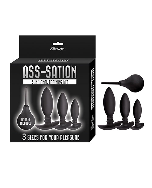 Ass - sation 3 - in - 1 Training Kit Douche Included - Black | Shop Lowest Prices at Funlove.com