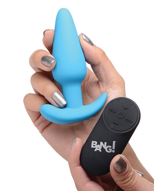 Bang! 21X Vibrating Silicone Butt Plug w/Remote - Blue | Shop Lowest Prices at Funlove.com